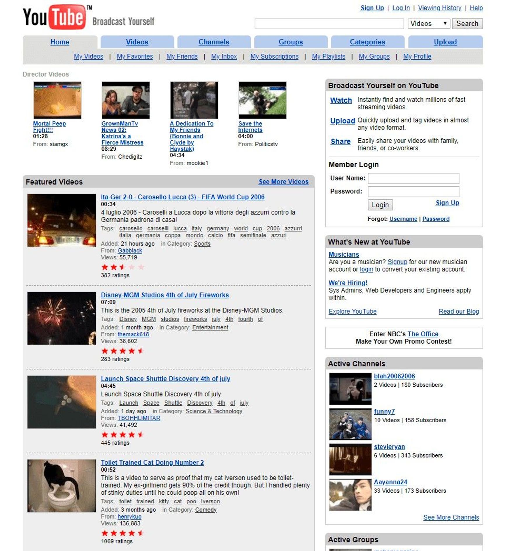 This is what YouTube's homepage looked like in 2006. At that time, the average internet speed in Russia was 500-700 kbps, compared to 700-800 kbps in the U.S.