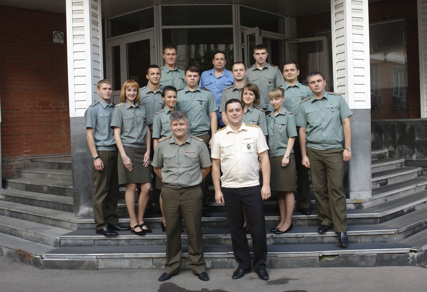 Top row: Denis Shishkin, Sergey Divenko, Vladimir Vorobyov. Second row: Yuri Martinets, Alexei Mikhailov, Dmitry Sidorik, Vladimir Naumov. Third row: Sergey Ilyin, Natalia Diachenko, Elvira Obukhova, Ksenia Popova, Yekaterina Chugunova, Igor Bagnyuk. Front row: Rostislav Shirokov, Artem Vasin